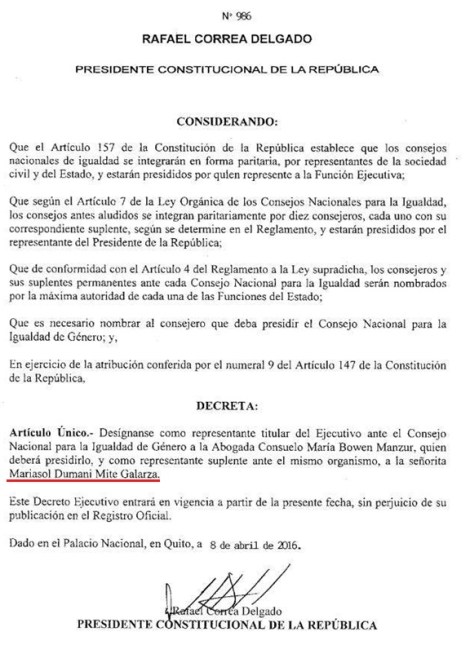 Activista Trans es nombrada Delegada del Presidente de Ecuador ante el Consejo de Género 3