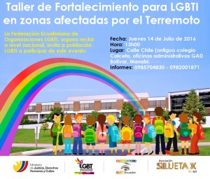 Taller LGBTI en Calceta sobre terremoto LGBT GLBT Federacion ecuador