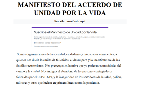 Manifiesto acuerdo por la vida - covid19 Ecuador